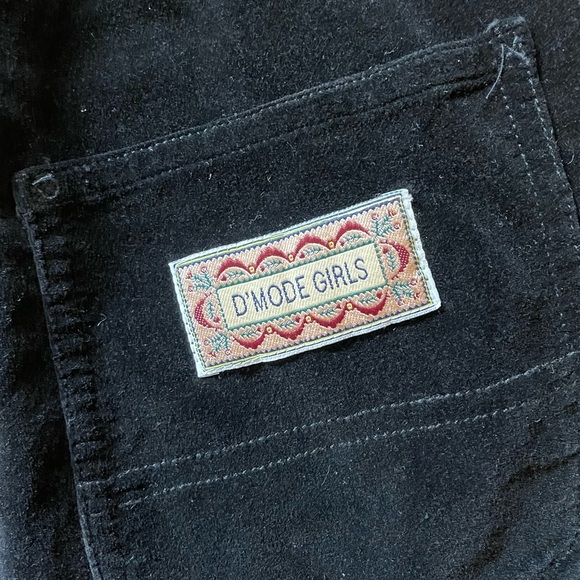 1990’s Vintage Black Velvet Embroidered Overalls Size S - Picture 5 of 6